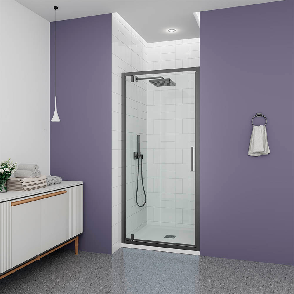 Душевая дверь Veconi Ottimo P30 GR, 900x1900, графит брашинг, стекло прозрачное