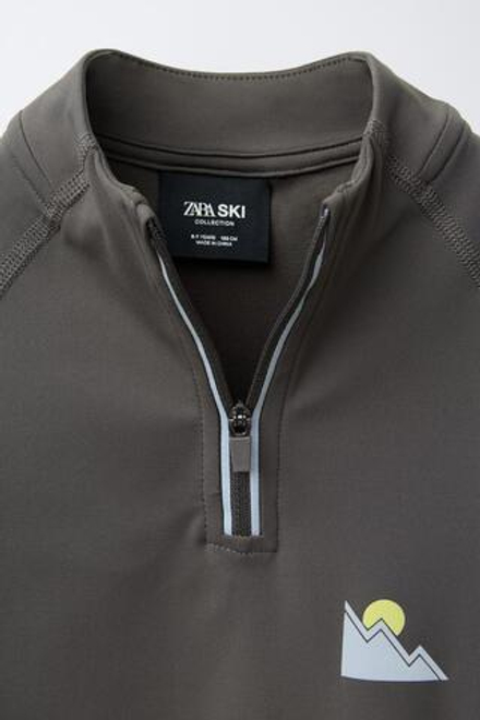 ZARA ТЕРМОФУТБОЛКА С ДЛИННЫМИ РУКАВАМИ НА МОЛНИИ, СЕРЫЙ