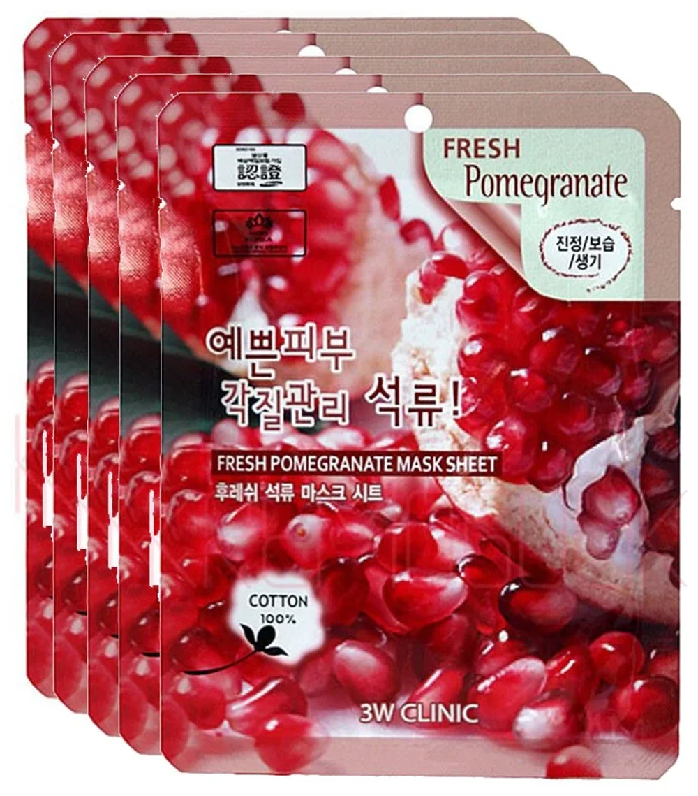 Маска для лица 3W Clinic Fresh Pomegranate Mask Sheet тканевая с гранатом 23 г