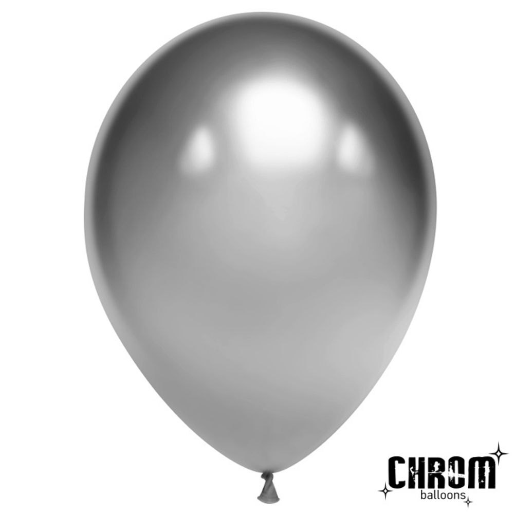 Воздушные шары Дон Баллон, хром серебро, 50 шт. размер 5&quot; #605127
