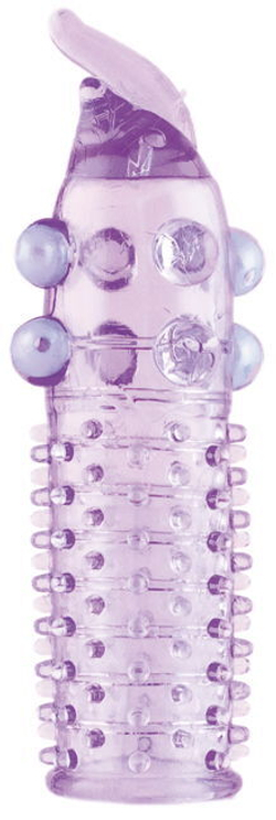 Насадка на пенис с шариками TOYFA Basic, TPE, фиолетовый, 13 см