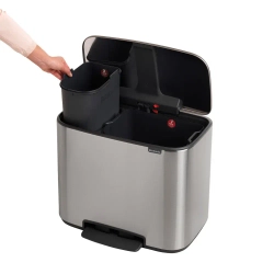 Brabantia Контейнер для мусора Bo 11+23 л для сортировки матовое серебро