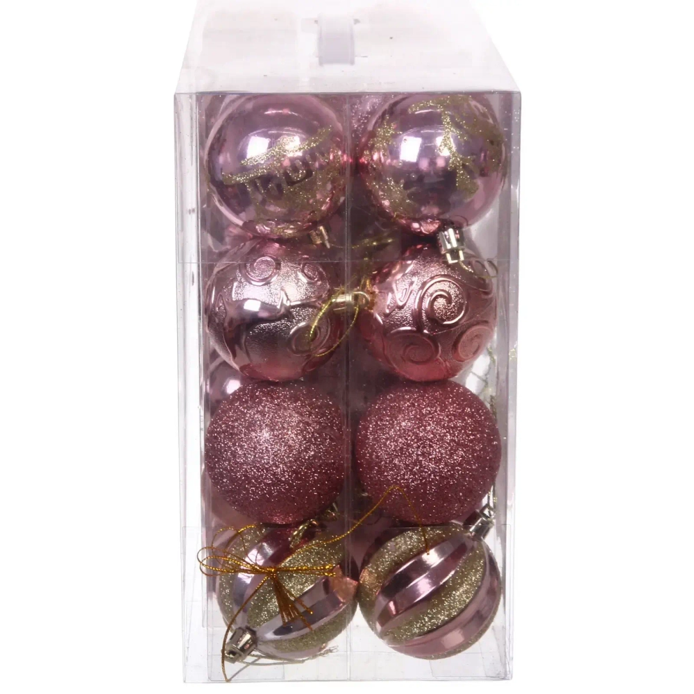 Набор ёлочных украшений «Wish» 6 см + 4 см (50 предмета), Розовое золото