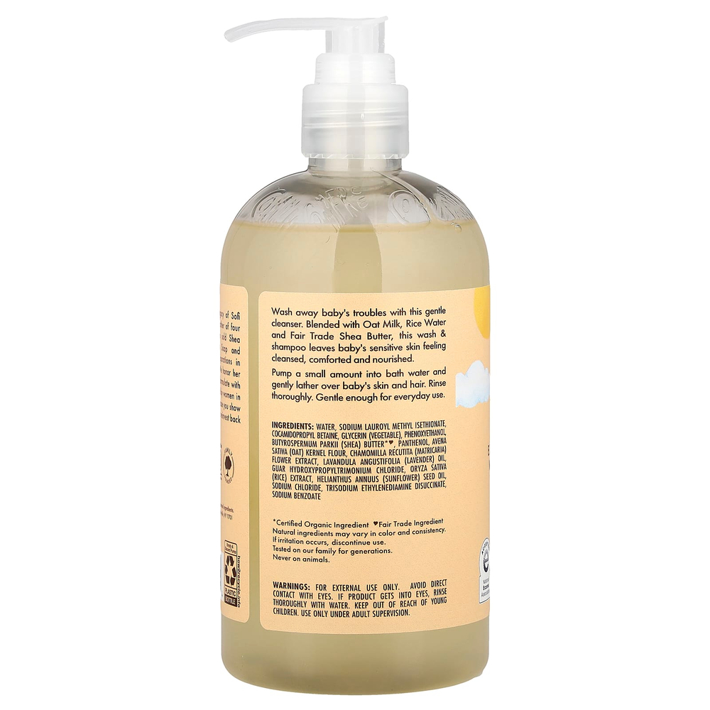 SheaMoisture, детский увлажняющий гель для тела и шампунь, овсяное молоко и рисовая вода, 384 мл (13  жидк. унций)