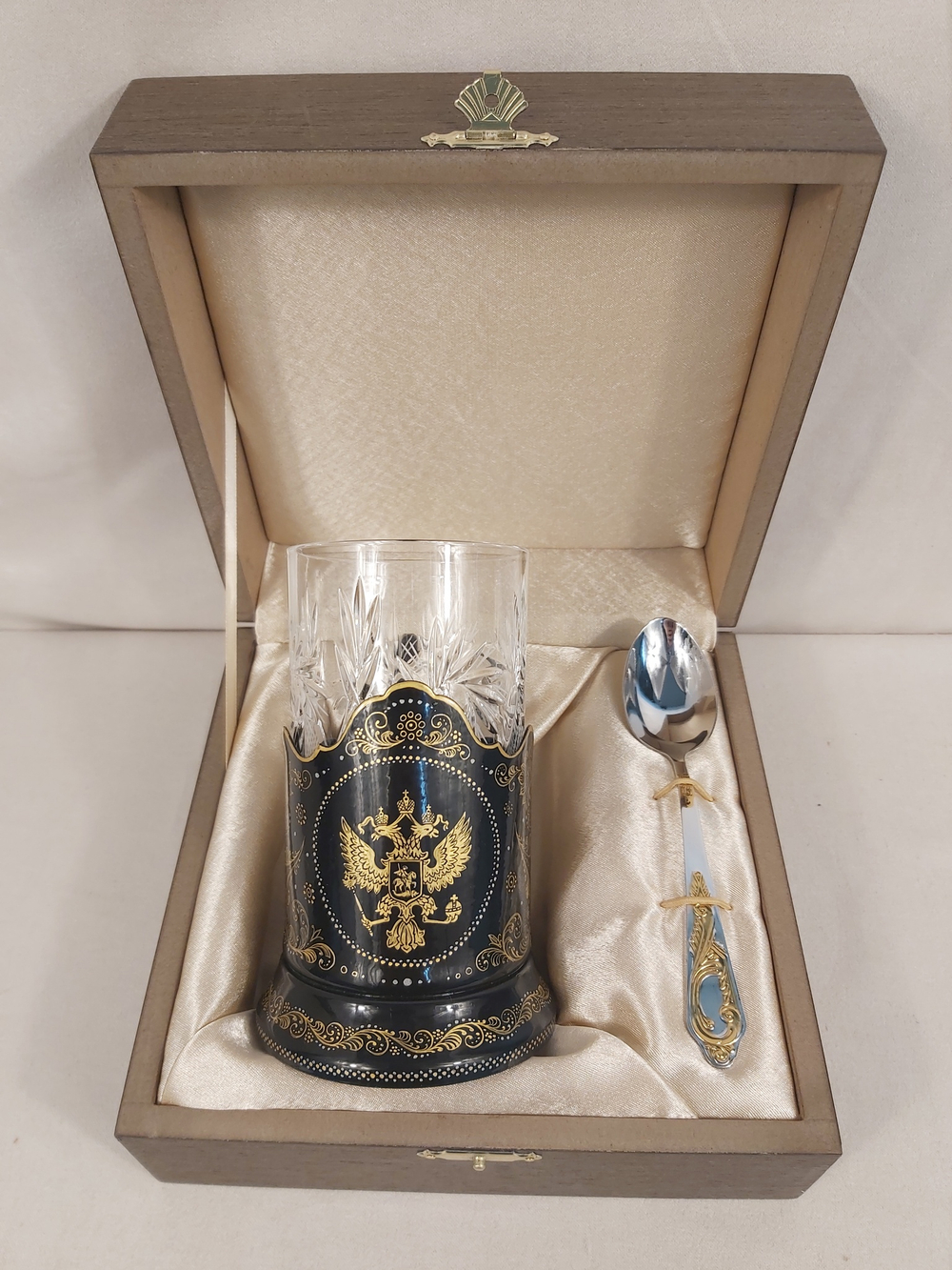 Чайный набор "Герб России" сусальное золото (Ручная роспись Палех)