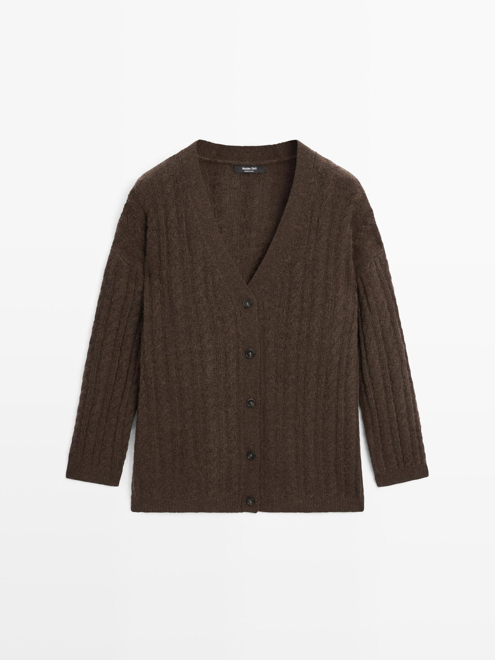 Massimo Dutti Кардиган из смесовой шерсти, шоколадно-коричневый