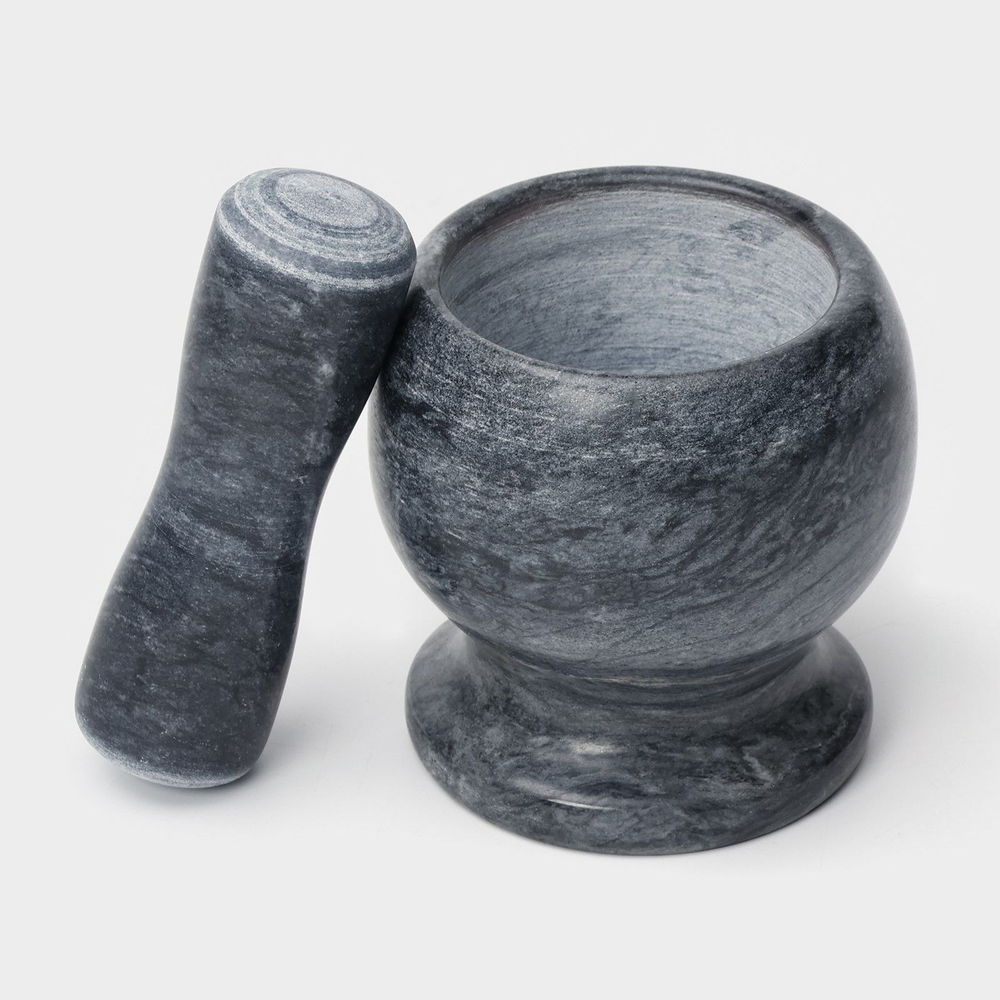 Ступка с толкушкой «Мрамор», из натурального камня (Цвет: не задано)