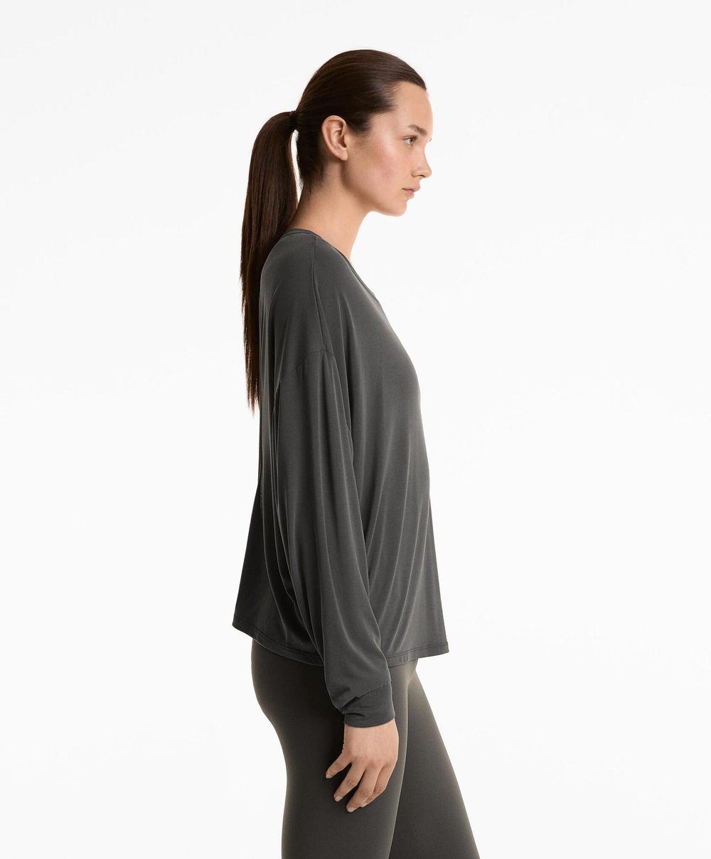 Oysho Футболка с открытой спиной, темно-свинцовый