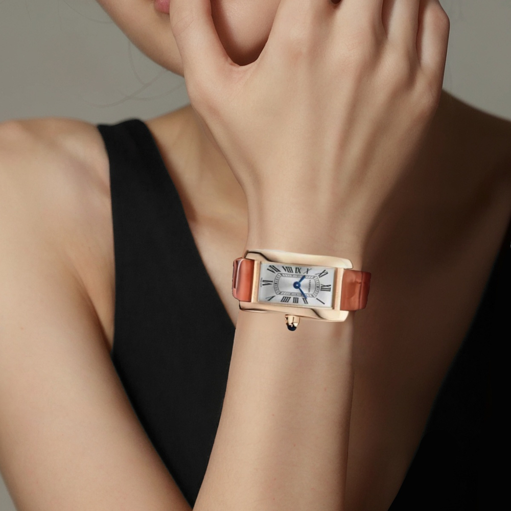 CARTIER TANK DE Quartz Movement 30m Water Resistance Women"s Watch Silver Dial