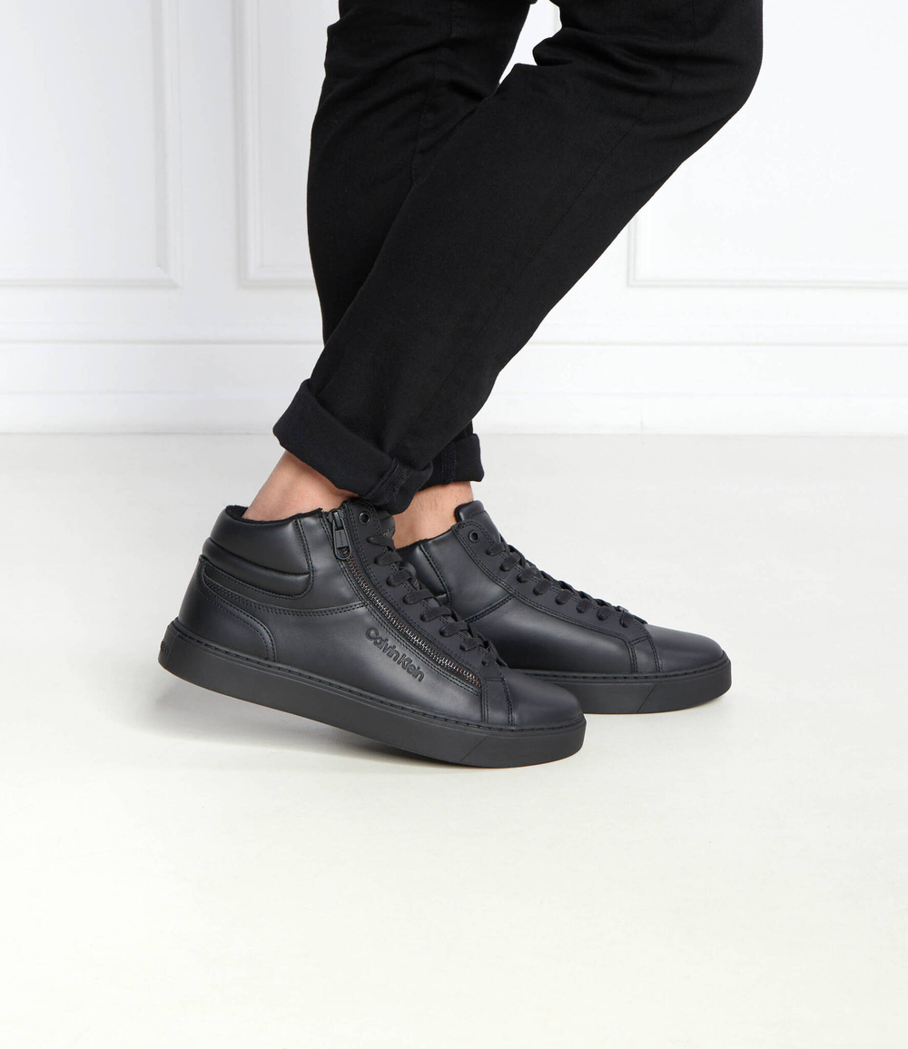 Кожаные кроссовки Calvin Klein - черный(HM0HM01269)