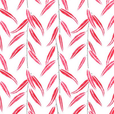 Ива (красные листья на белом фоне)