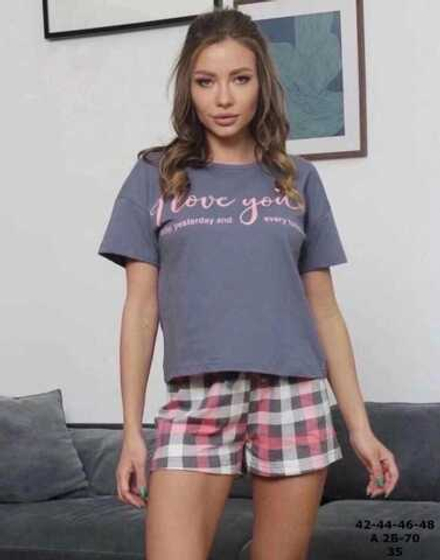 Пижама жен. б/в шорты+футб 10057