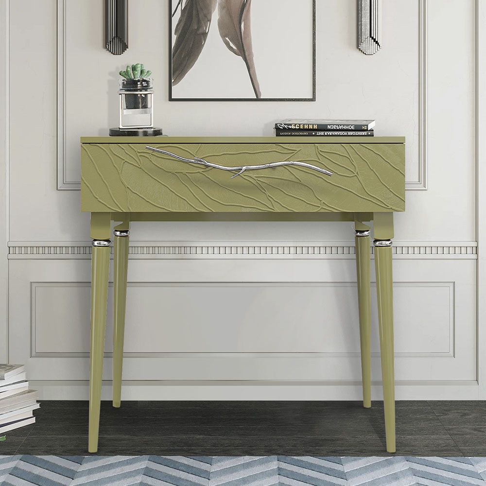 Консоль Арт Колор leaves Классик Сильвер Зеленая олива