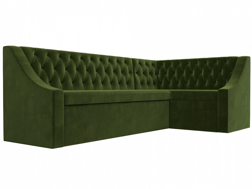 Диван кухонный угловой Мерлин правый угол, Зеленый, Микровельвет, 100451