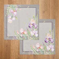 НАБОР САЛФЕТОК ИЗ 2-Х ШТ "ИРИСЫ",40Х40СМ, 100% ХЛОПОК,СЕРЫЙ,ТВИЛ