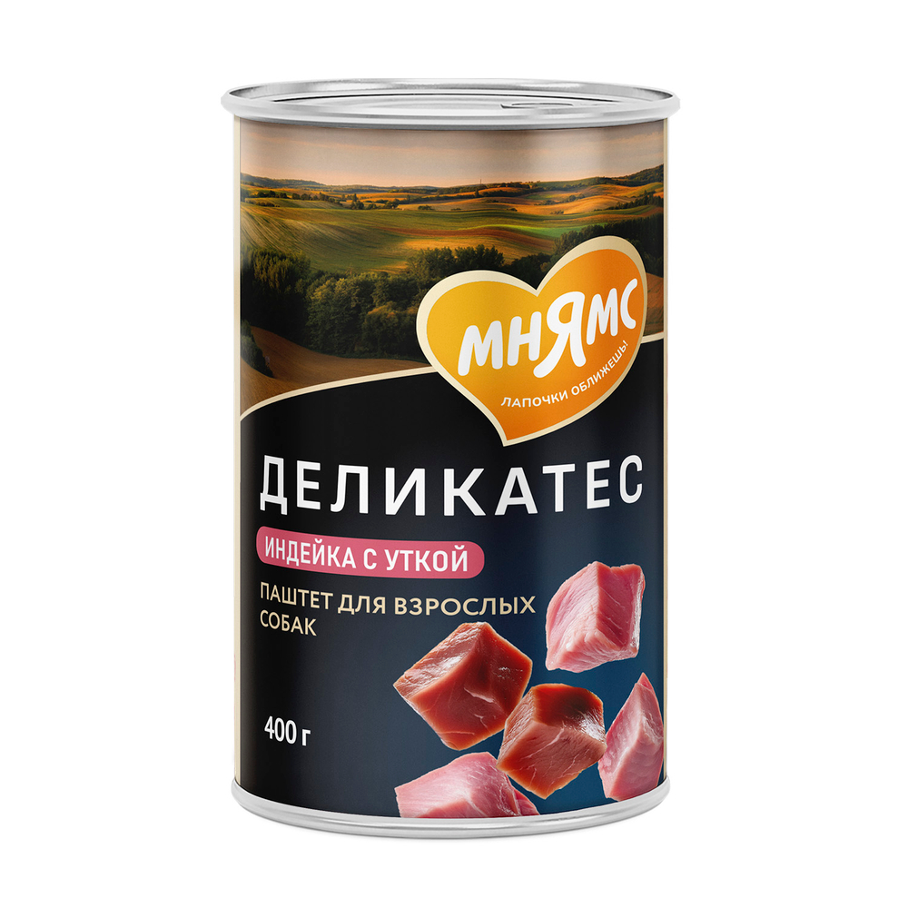 Влажный корм Мнямс Деликатес Паштет из индейки с уткой для собак всех пород "Турдакен по-британски" 400 г