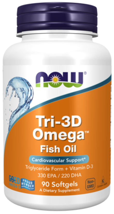 NOW Foods, Рыбий жир, Tri-3D Omega, 90 капсул