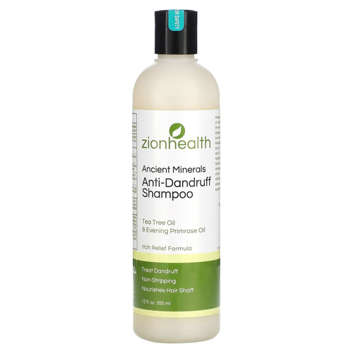 Zion Health, Ancient Minerals, шампунь против перхоти, масло чайного дерева и масло примулы вечерней, 355 мл (12 жидк. унц.)