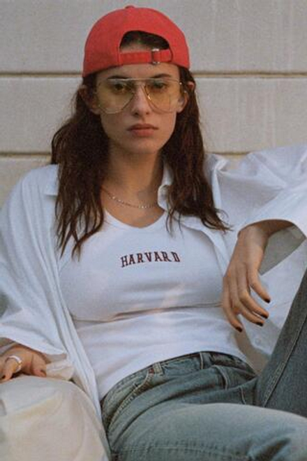 ZARA ТОП НА БРЕТЕЛЯХ В УНИВЕРСИТЕТСКОМ СТИЛЕ, БЕЛЫЙ
