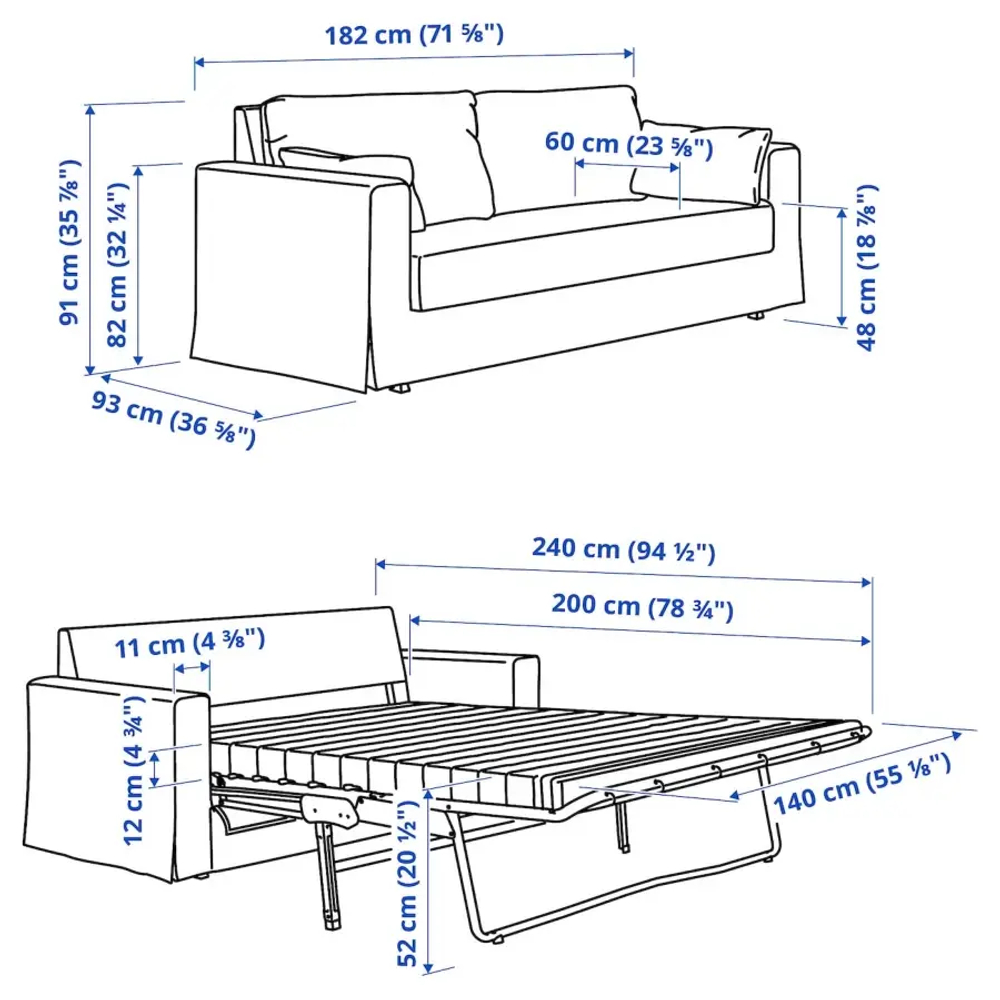 Диван-кровать 2-местный - IKEA HYLTARP/ХИЛТАРП ИКЕА, синий