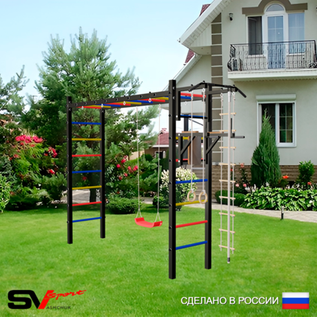 Уличная шведская стенка Sv Sport рукоход У516 (Турник/Брусья/"Лодочка"/Канат/кольца/лестница)