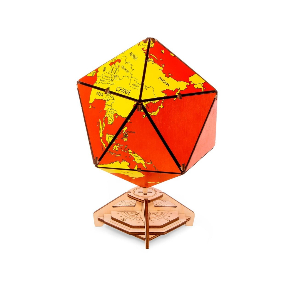 Деревянный конструктор Красный глобус Икосаэдр с секретом (EWA)
