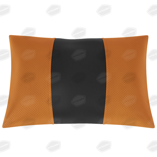 Автомобильная подушка под шею или поясницу из экокожи (прямоугольная на резинке)