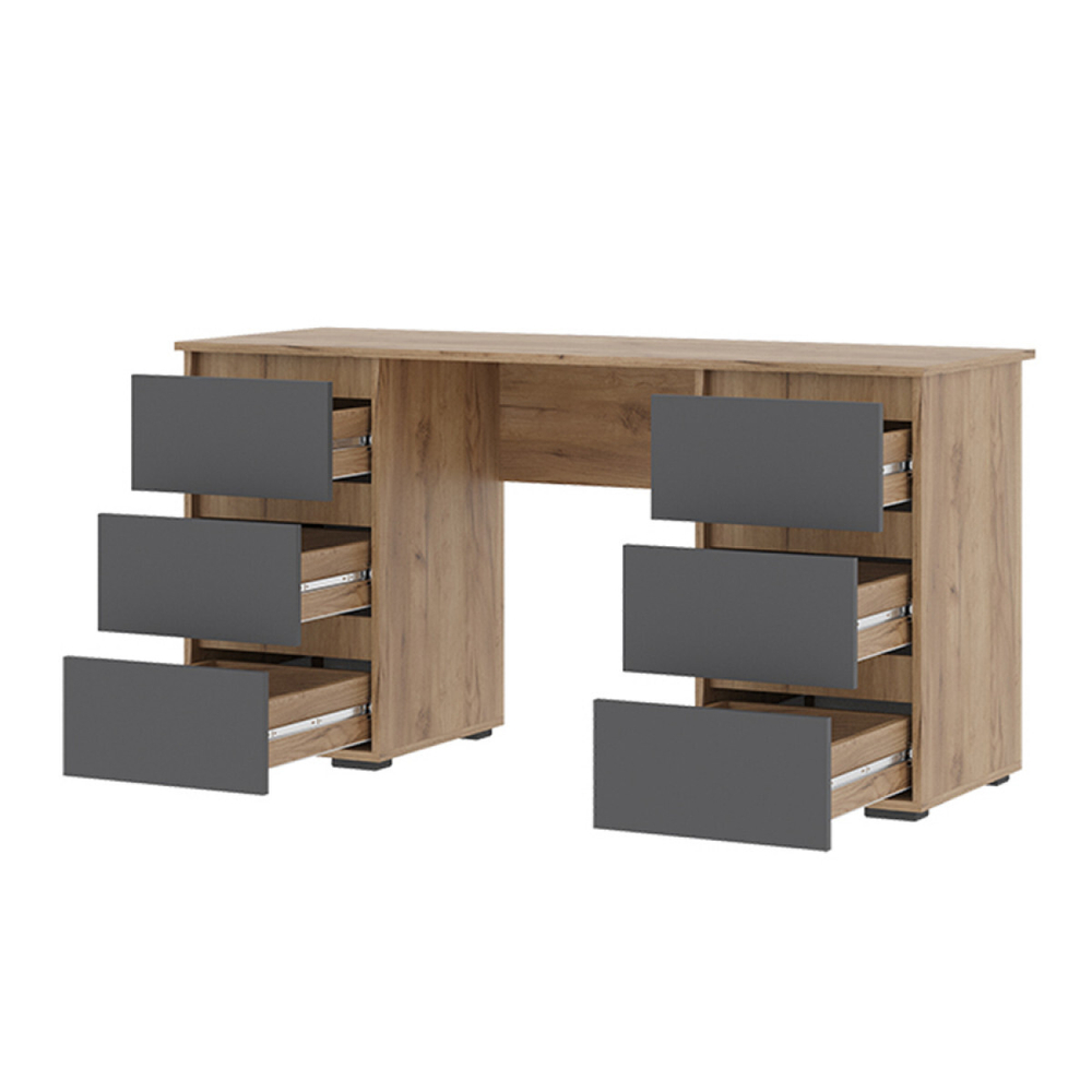 Хелен ПС 02 Письменный стол с ящиками Крафт золотой / Графит серый