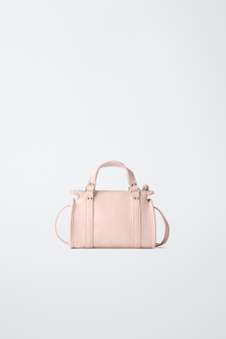 ZARA СУМКА С ЗАКЛЕПКАМИ, РОЗОВЫЙ