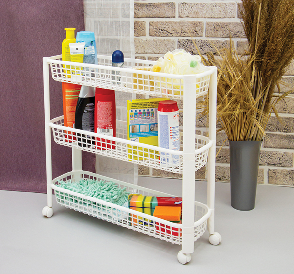 Полка узкая на колёсах (3 секции)