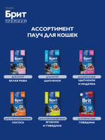 Пауч БРИТ ПРЕМИУМ для взрослых кошек цыпленок и индейка 85 г