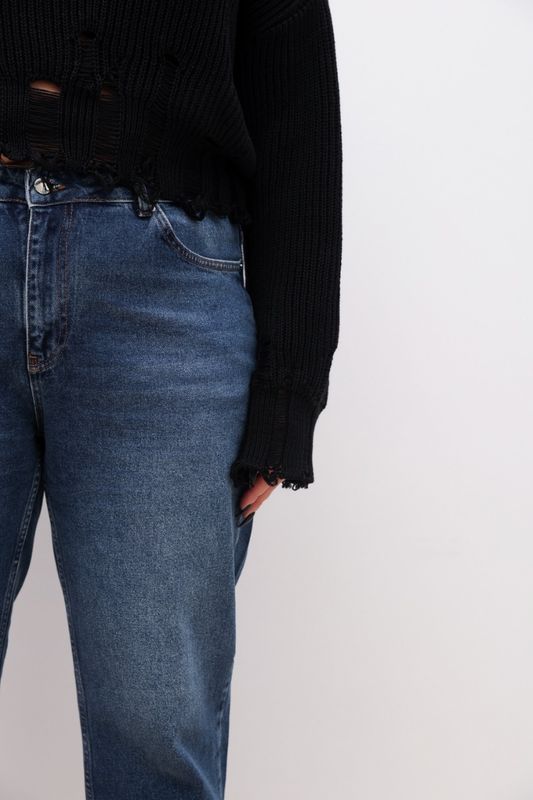Джинсы mom fit, синий