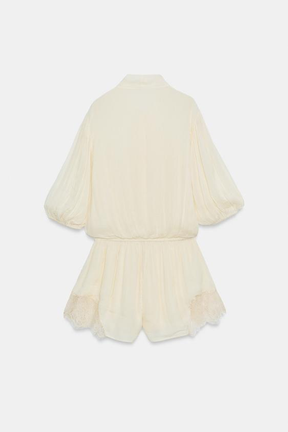 ZARA КОРОТКИЙ КОМБИНЕЗОН С КРУЖЕВОМ — ZW COLLECTION, ЭКРЮ/БЕЖЕВЫЙ