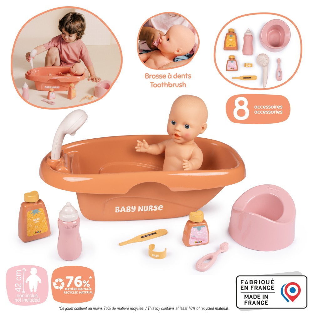 Smoby Baby Nurse - Набор для купания с ванночкой для кукол 42 см 220383