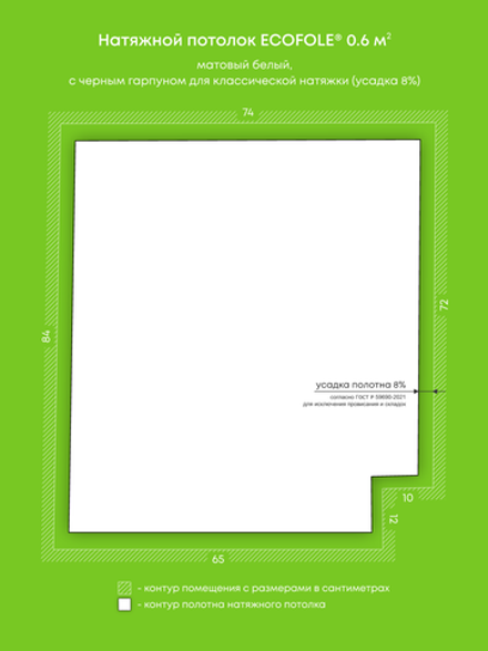 Матовый натяжной потолок 0.6 м2