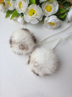 Помпоны из эко-меха,  7 см, цвет Рысь, 2 штуки