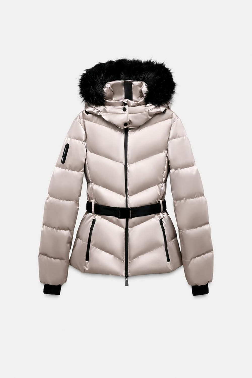 ZARA ВОДОНЕПРОНИЦАЕМАЯ, ВЕТРОЗАЩИТНАЯ КУРТКА С КАПЮШОНОМ, КОФЕЙНЫЙ