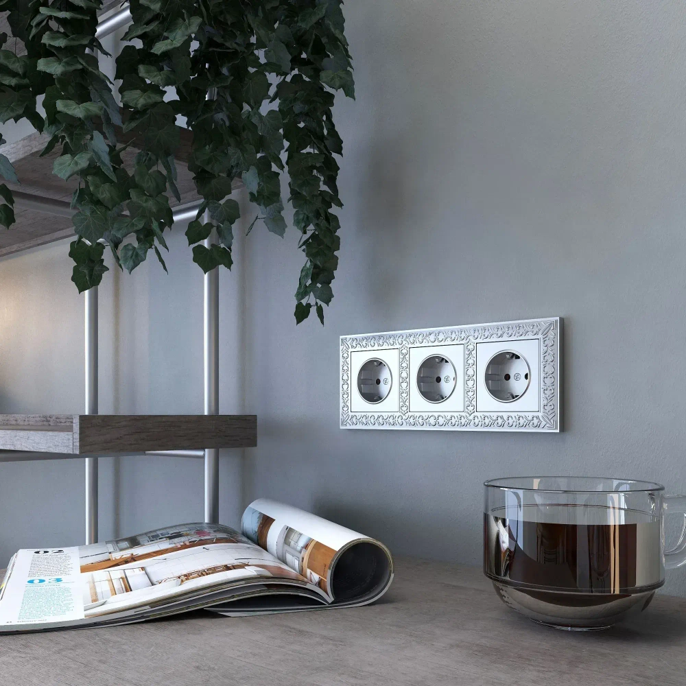 Рамка на 3 поста Antik (жемчужный) WL07-Frame-03