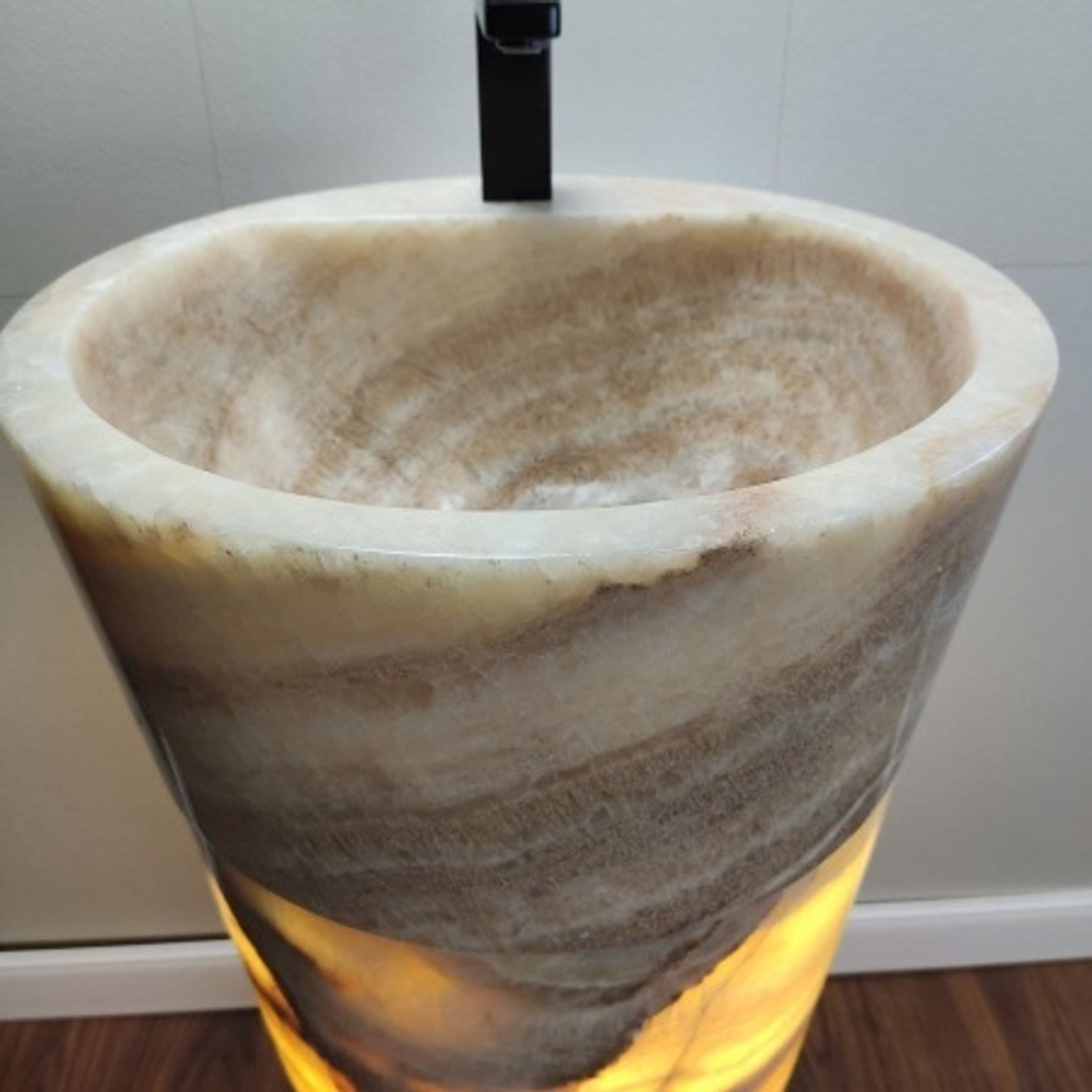 Раковина напольная из оникса Yellow ON-01355 (45*45*90 см)