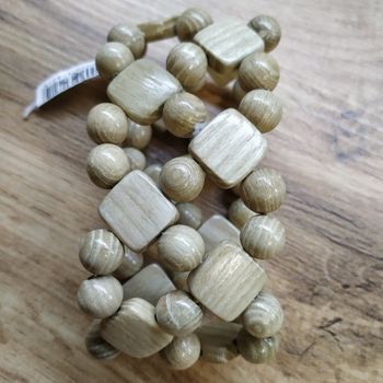 Браслет деревянный Ромбик 2-х рядка, цвет коричневый, ширина 45 мм