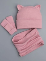 Шапка для девочки осенняя с митенками и снудом