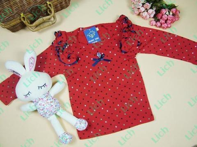 Лонгслив детский в горох с воланами и бантом