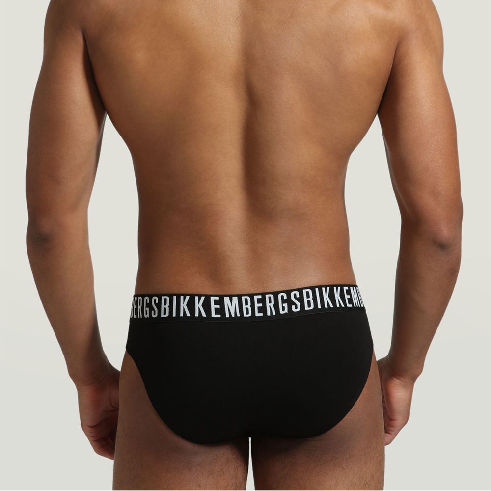 Мужские трусы брифы черные набор 2 в 1 Bikkembergs FASHION PUPINO BKK1USP06BI