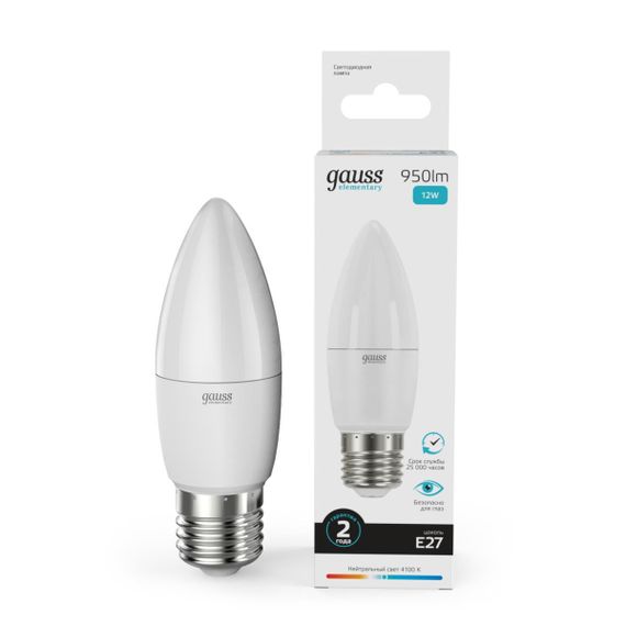 Лампа светодиодная Gauss E27 12W 4100K матовая 30222