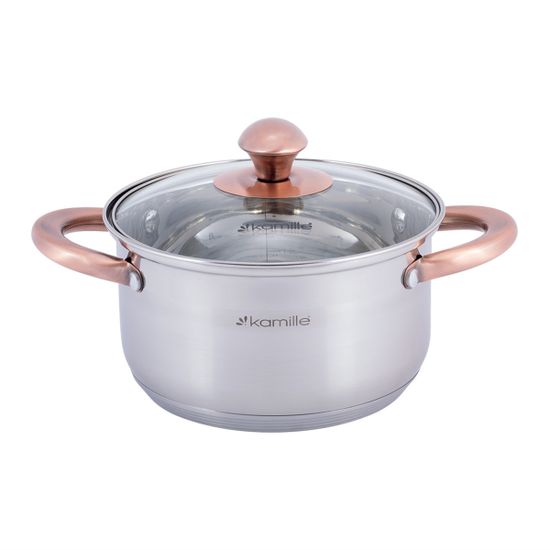 Кастрюля 2 л. из нержавеющей стали Kamille KM-4931 с медными ручками