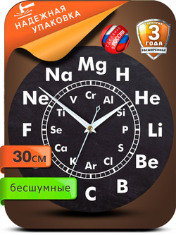 Часы настенные бесшумные деревянные большие на кухню "Часовой завод ИДЕАЛ" "Уравнения Алгебра", круг 28 см, часы кухонные настенные интерьерные