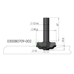 Изображение алмазной фасадной фрезы GT 030080709-002, профиль