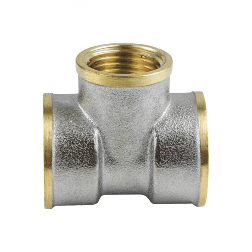 Тройник лат никель переходной Ду 25х15х25 (1"х1/2" ВР Ру 40