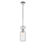Подвесной светильник 1x60Вт E14, металл/стекло, хром/прозрачный