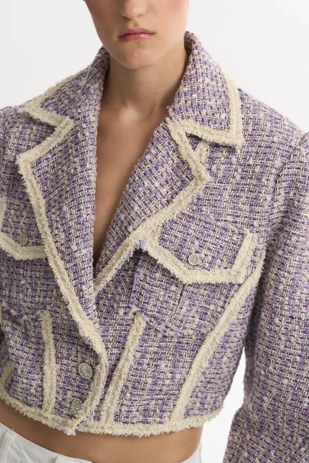 Жакет в байкерском стиле лиловый